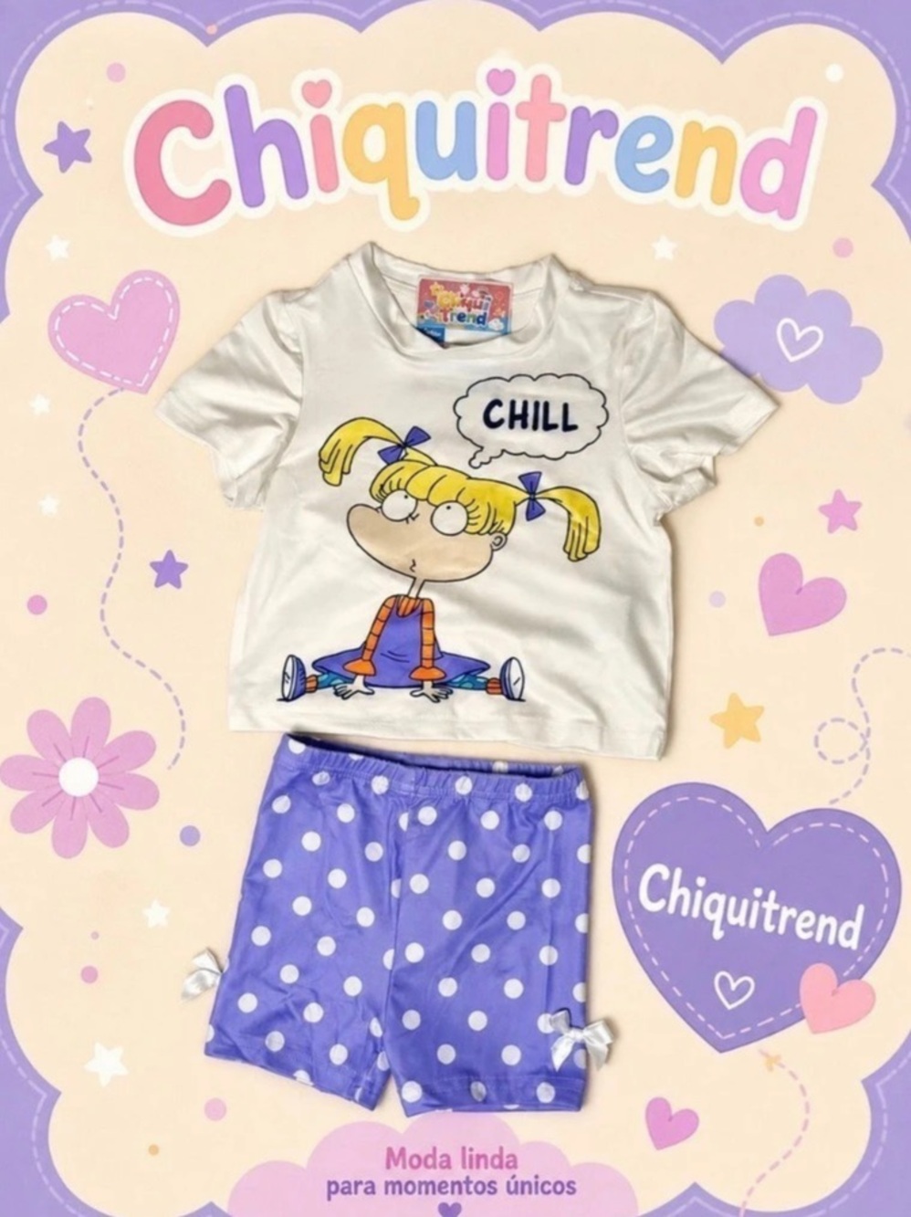 Chiquitrend Kids Graphic Top & Polka Dot Shorts